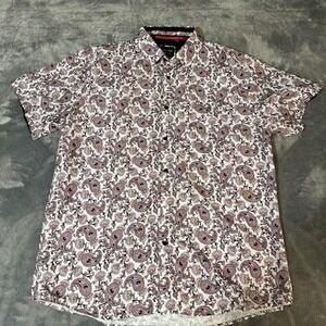 Silver Stone Collection Mens 3XL Paisley Short Sleeve Button Up Shirt Modern Fit
